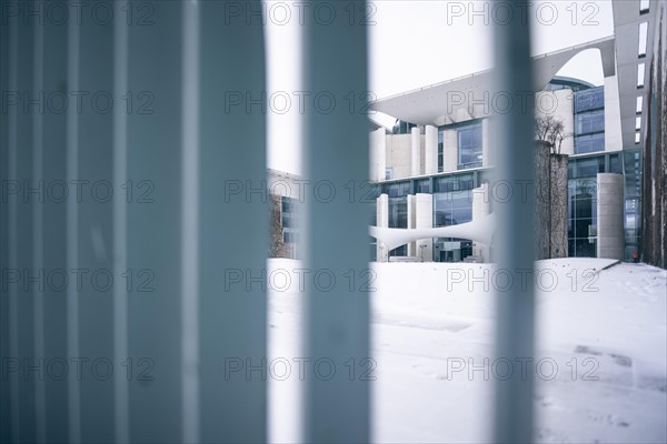 Federal Chancellery in winter in Berlin