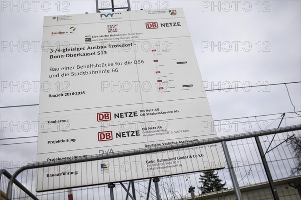 DB Netze construction site sign. Description of the construction work on a sign