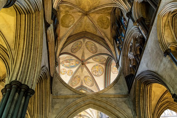Vaulted ceiling roof inside cathedral church