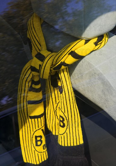 Fan scarf of Borussia Dortmund in a car