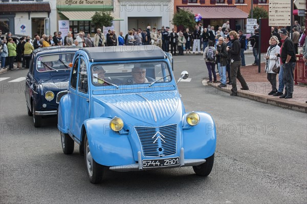 Blue Citroen 2CV during the Embouteillage de la Route Nationale 7