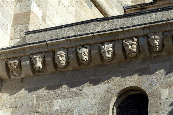 Vezelay labelled les Plus Beaux Villages de France. Sculptures of Basilica St Mary Magdalene.Unesco World heritage. Morvan regional natural park. Via Lemovicensis way to Santiago de Compostela. Yonne department. Bourgogne Franche Comte. France