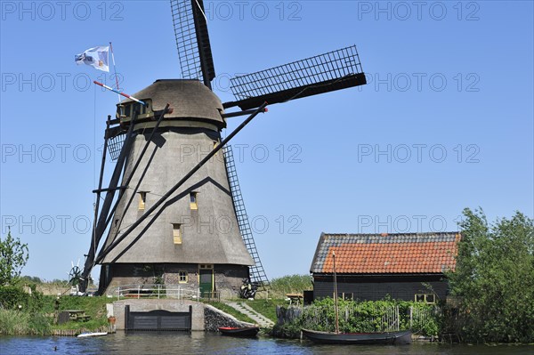 Thatched polder windmill at Kinderdijk