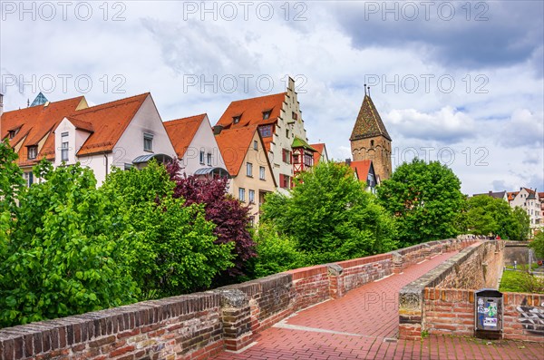 View from the historic city wall of the historic architecture of the fishermen's quarter and the Metzgerturm