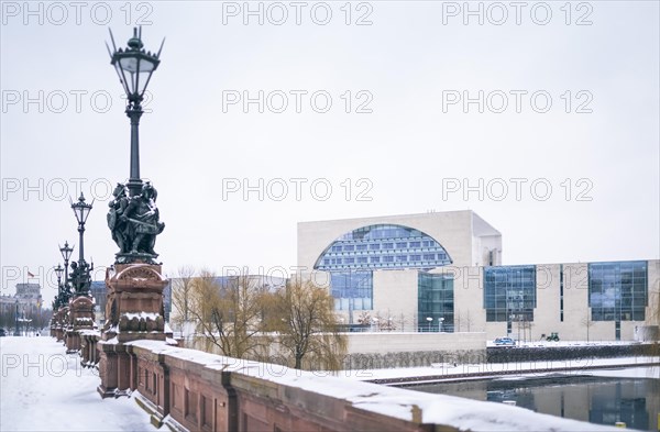 Federal Chancellery in winter in Berlin