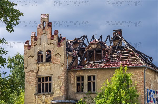 Burnt ruins of the old city villa at Schuetzenstrasse 5 after a fire in the night of 9 to 10 August 2014