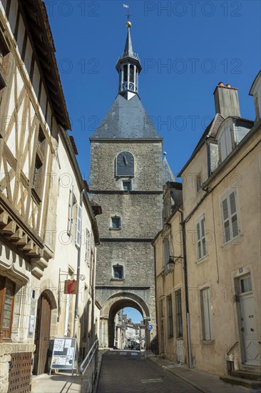 Avallon. Clock tower and gateway. Yonne department. Morvan regional nature park. Bourgone Franche Comte. France