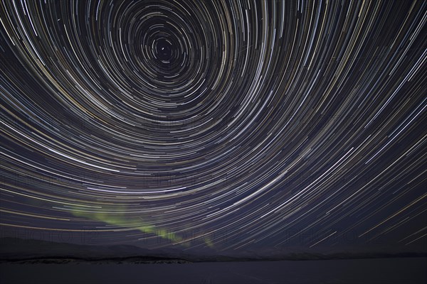 Star trails over Lake Tornetraesk