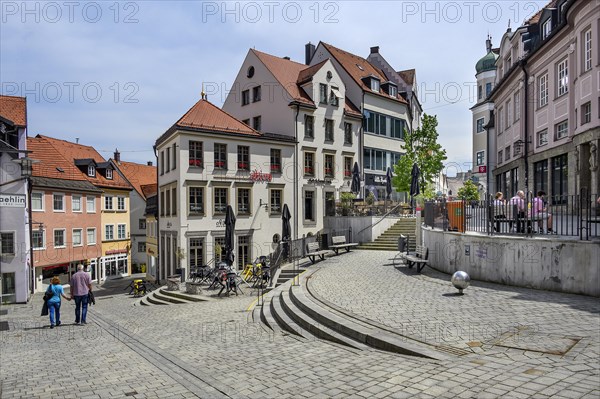 Pedestrian zone with steps and pointed gable houses with dormer windows