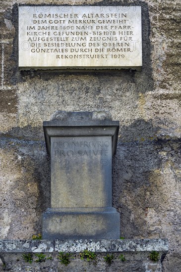 Roman altar stone dedicated to the god Mercury in Obergünzburg