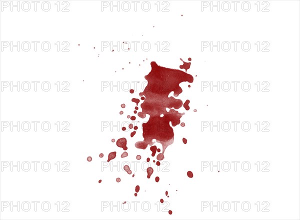 Red blood splatter stain on white background