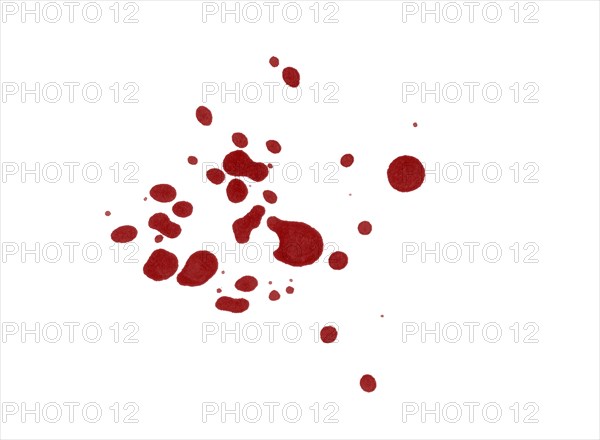 Red blood splatter stain on white background