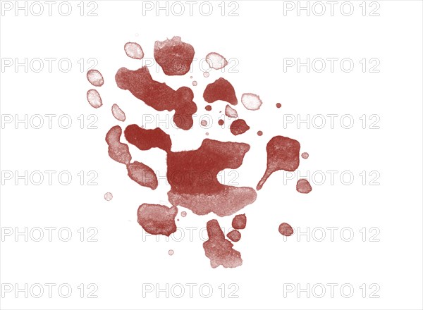 Red blood splatter stain on white background