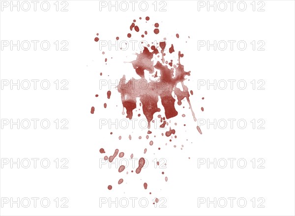 Red blood splatter stain on white background