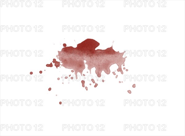 Red blood splatter stain on white background