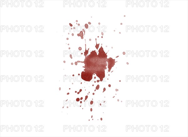 Red blood splatter stain on white background