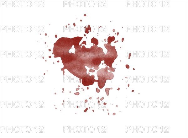 Red blood splatter stain on white background