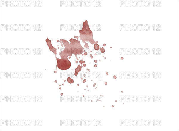 Red blood splatter stain on white background