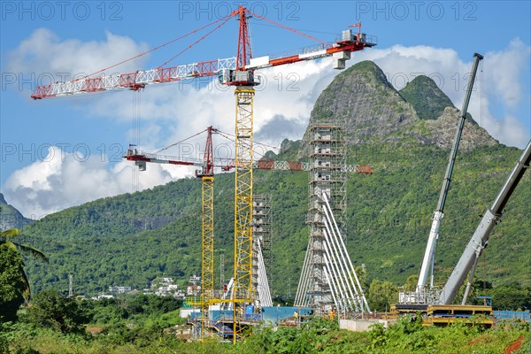 Bridge construction across the Gand River North West in BeauBassin