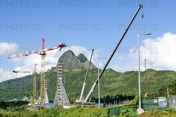 Bridge construction across the Gand River North West in BeauBassin