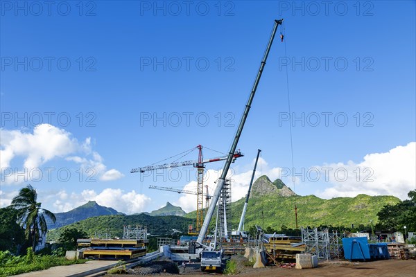 Bridge construction across the Gand River North West in BeauBassin