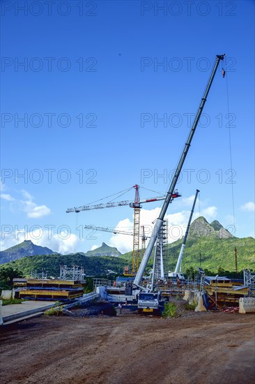 Bridge construction across the Gand River North West in BeauBassin