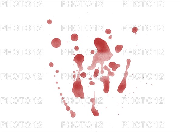 Digitally rendered blood splatter stain isolated on white background