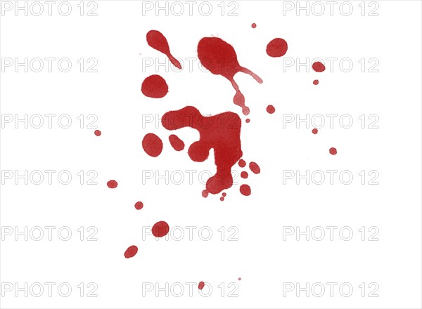 Digitally rendered blood splatter stain isolated on white background