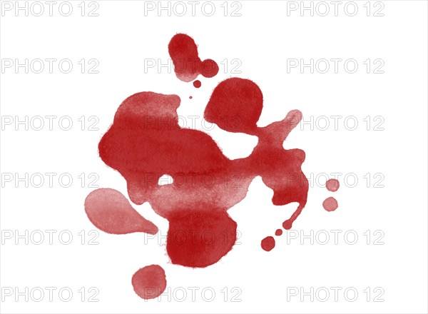 Digitally rendered blood splatter stain isolated on white background