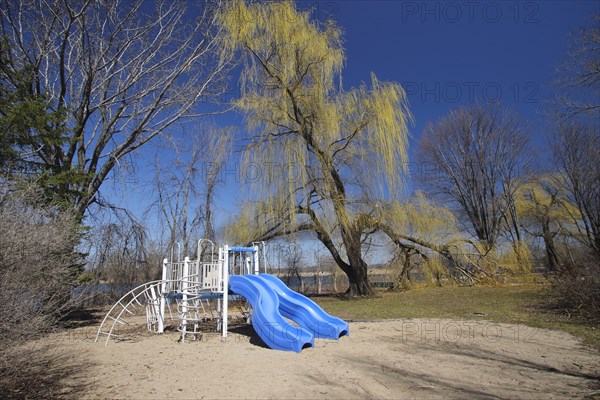 Blue slide on a playground