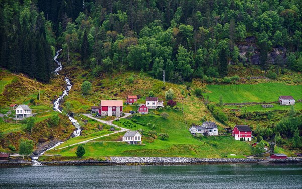 Waterfalls from Mountains and Fiord to Olden