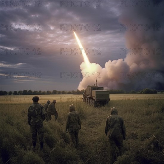 Soldiers in full battle gear with rocket launchers