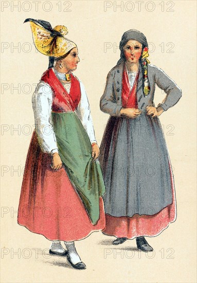 Traditional traditional costume of the peasants in Styria around 1860