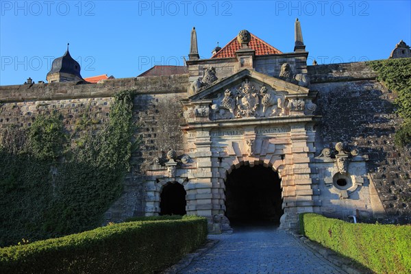 Fortress gate with coat of arms of Prince-Bishop Philipp Valentin Voit von Rieneck