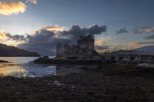 Eilean Donan Castle in Scotland in the evening light on the way to the Isle of Skye