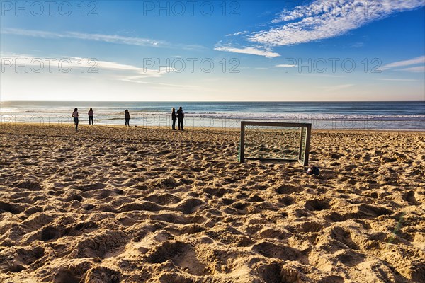 Small football goal on the beach