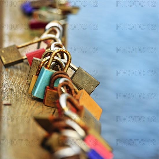 Love locks at the village pond