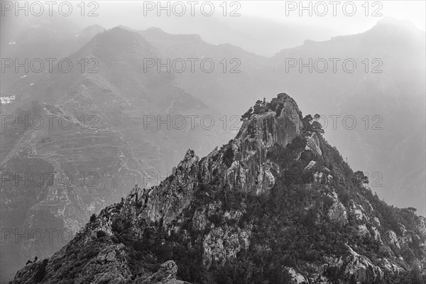 Rock formation in the evening haze