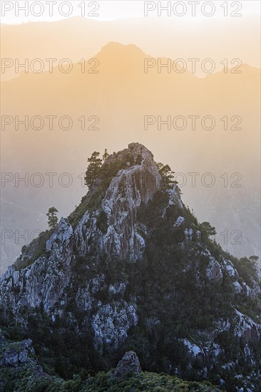 Rock formation in the evening haze