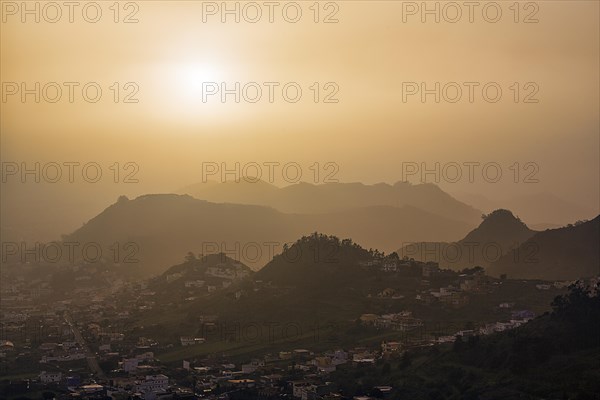 View from Mirador de Jardina on a mountain village in the valley