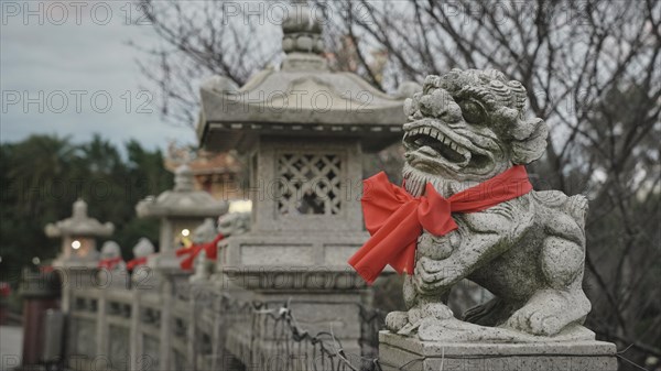 Chinese style lion sculptures at new year