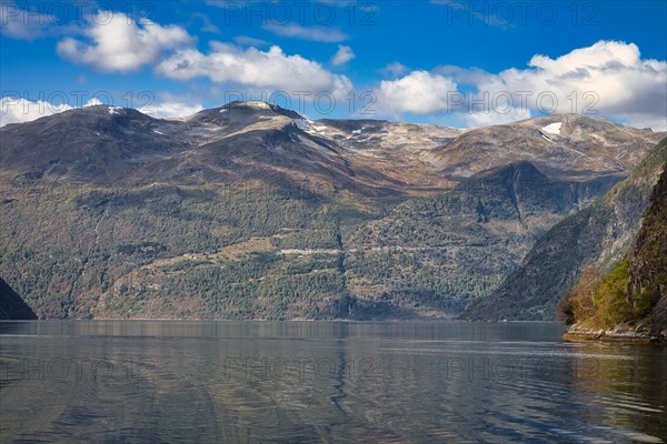 Mountain panorama in the Geirangerfjord near Geiranger