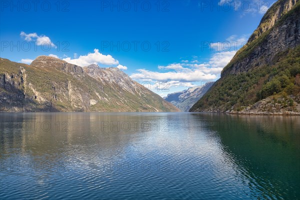 Mountain panorama in the Geirangerfjord near Geiranger