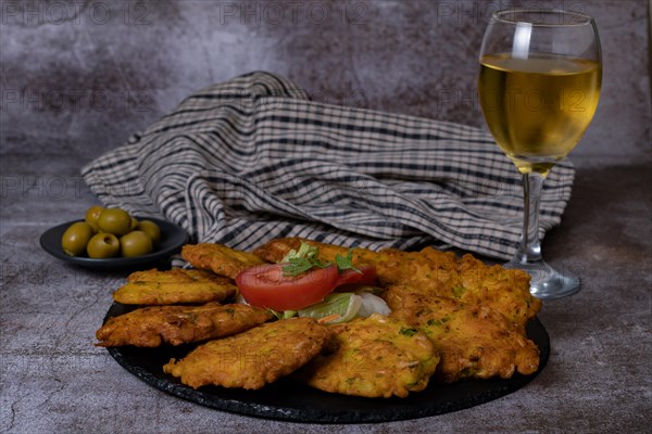 Crispy shrimp omelette typical of andalucia