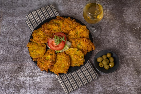 Crispy shrimp omelette typical of andalucia