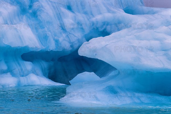 Ice formations in an iceberg on the arctic sea