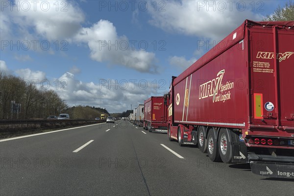 Lorry traffic jam on the A6 towards Heilbronn