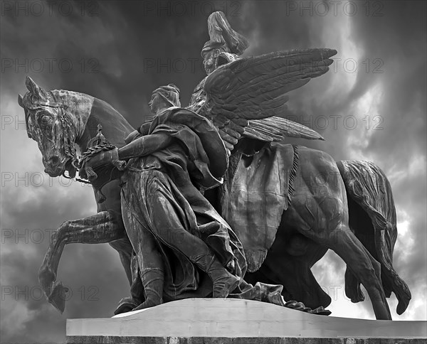 Kaiser Wilhelm Monument at the German Corner with rain clouds