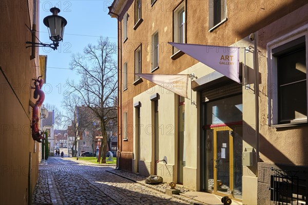 Cobbled pavements of old town streets in Klaipeda