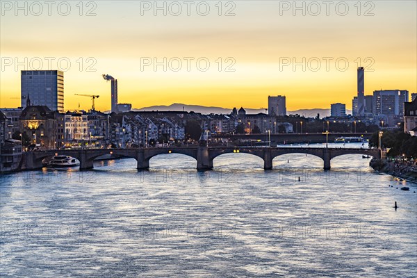 The Mittlere Brücke and the Rhine at dusk